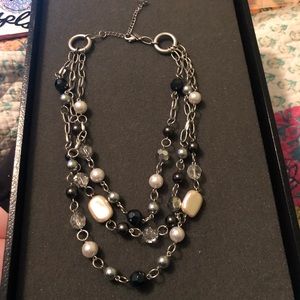 Lia Sophia Silver Pearl Beaded Necklace